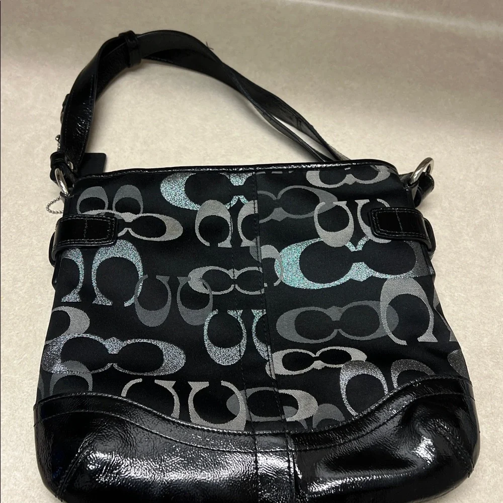 Coach Black and Silver Chain Shoulder Bag - Picture 4 of 6